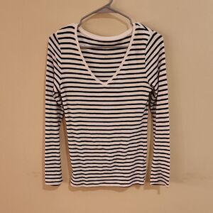 A New Day Black and White Fitted Long Sleeve Tee